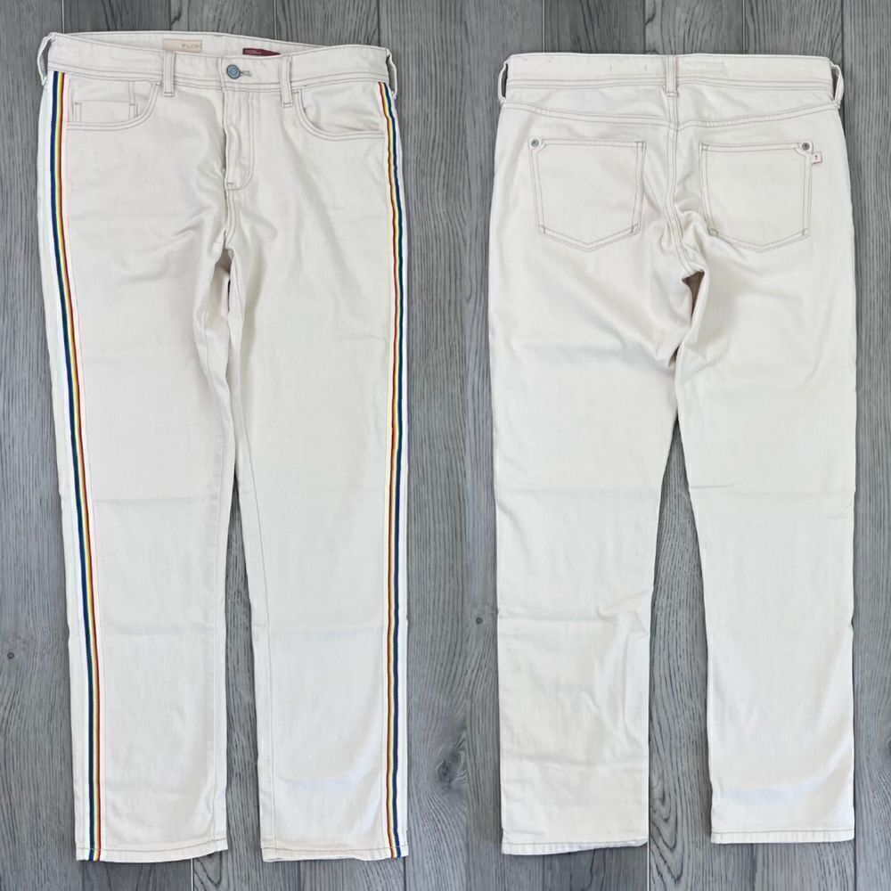 Pilcro Women Size 29 Cream Stripe Rainbow Cotton Slim Denim Boyfriend Jeans Boho